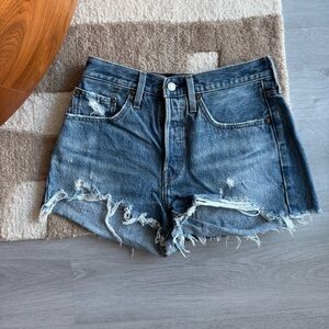 Levi's Blue Distressed Jean Denim Shorts